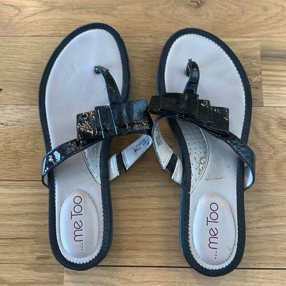 Me Too black patent sandals